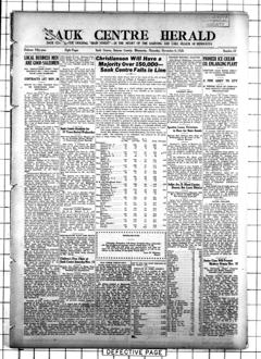 The front page of The Sauk Centre herald, Sauk Centre, Stearns County, Minn., November 4, 1926