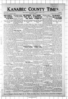 The front page of The Kanabec County times, Mora, MN, October 14, 1926