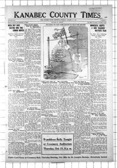 The front page of The Kanabec County times, Mora, MN, October 21, 1926