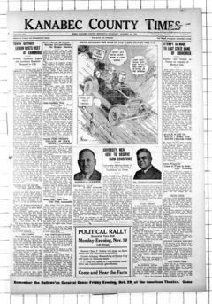 The front page of The Kanabec County times, Mora, MN, October 28, 1926