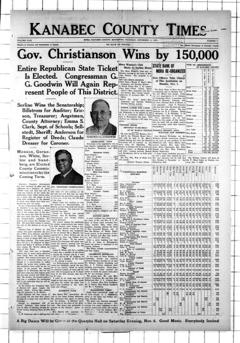 The front page of The Kanabec County times, Mora, MN, November 4, 1926