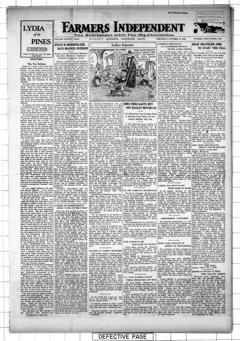 The front page of Farmers independent, Bagley, Clearwater County, Minn., October 14, 1926