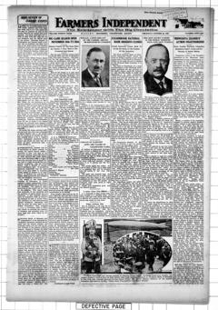 The front page of Farmers independent, Bagley, Clearwater County, Minn., October 28, 1926