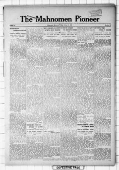 The front page of The Mahnomen pioneer, Mahnomen, Minn., October 15, 1926