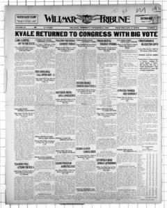 The front page of Willmar tribune, Willmar, Minn., November 3, 1926