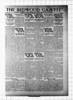 The front page of The Redwood gazette, Redwood Falls, Minn., October 20, 1926
