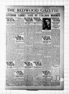 The front page of The Redwood gazette, Redwood Falls, Minn., November 3, 1926