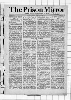 The front page of The prison mirror, Stillwater, Minn., October 21, 1926