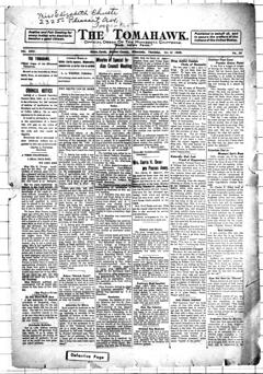 The front page of The Tomahawk, White Earth, Becker County, Minn., October 21, 1926