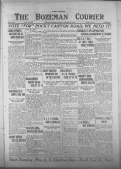 The front page of The Bozeman courier, Bozeman, Mont., October 29, 1926