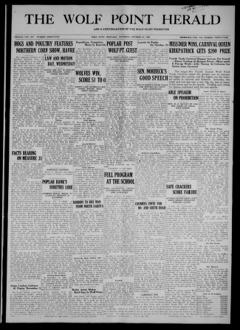 The front page of The Wolf Point herald, Wolf Point, Mont., October 14, 1926