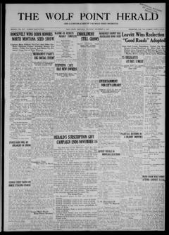 The front page of The Wolf Point herald, Wolf Point, Mont., November 4, 1926