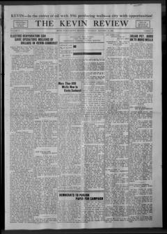 The front page of The Kevin review, Kevin, Mont., October 14, 1926