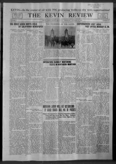 The front page of The Kevin review, Kevin, Mont., October 21, 1926