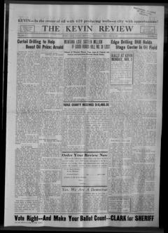 The front page of The Kevin review, Kevin, Mont., October 28, 1926