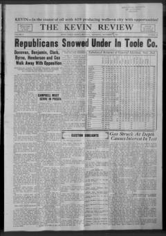 The front page of The Kevin review, Kevin, Mont., November 4, 1926