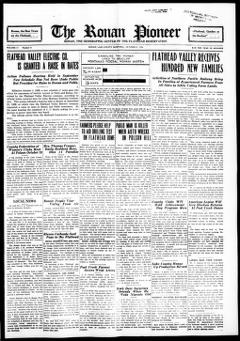 The front page of The Ronan pioneer, Ronan, Mont., October 15, 1926