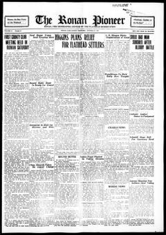 The front page of The Ronan pioneer, Ronan, Mont., October 29, 1926