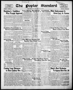 The front page of The Poplar standard, Poplar, Mont., October 22, 1926