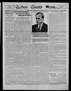 The front page of The Carbon County news, Red Lodge, Mont., October 21, 1926