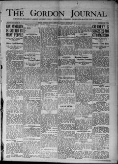 The front page of The Gordon journal, Gordon, Sheridan County, Neb., October 21, 1926