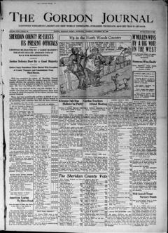 The front page of The Gordon journal, Gordon, Sheridan County, Neb., November 4, 1926