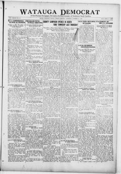 The front page of Watauga Democrat, Boone, Watauga County, N.C., October 21, 1926