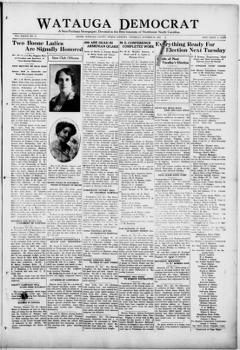 The front page of Watauga Democrat, Boone, Watauga County, N.C., October 28, 1926