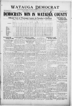 The front page of Watauga Democrat, Boone, Watauga County, N.C., November 4, 1926