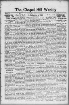 The front page of The Chapel Hill weekly, Chapel Hill, N.C., October 22, 1926