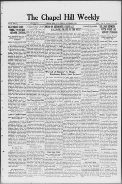The front page of The Chapel Hill weekly, Chapel Hill, N.C., October 29, 1926