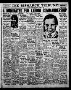 The front page of The Bismarck tribune, Bismarck, N.D., October 15, 1926