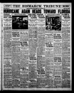 The front page of The Bismarck tribune, Bismarck, N.D., October 20, 1926