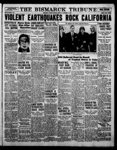 The front page of The Bismarck tribune, Bismarck, N.D., October 22, 1926