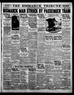 The front page of The Bismarck tribune, Bismarck, N.D., October 23, 1926