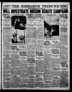 The front page of The Bismarck tribune, Bismarck, N.D., October 25, 1926