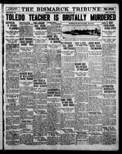 The front page of The Bismarck tribune, Bismarck, N.D., October 26, 1926