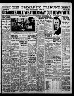The front page of The Bismarck tribune, Bismarck, N.D., November 2, 1926