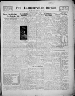 The front page of The Lambertville record, Lambertville, N.J., October 14, 1926