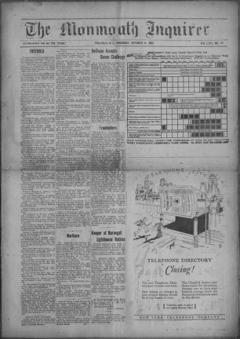 The front page of The Monmouth inquirer, Freehold, N.J., October 14, 1926
