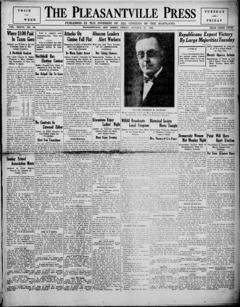 The front page of The Pleasantville press, Pleasantville, N.J., October 29, 1926