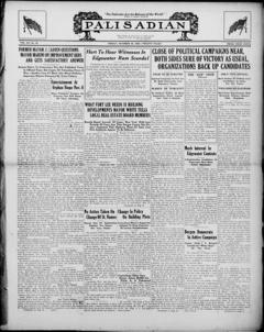 The front page of Palisadian, Cliffside Park, N.J., October 29, 1926