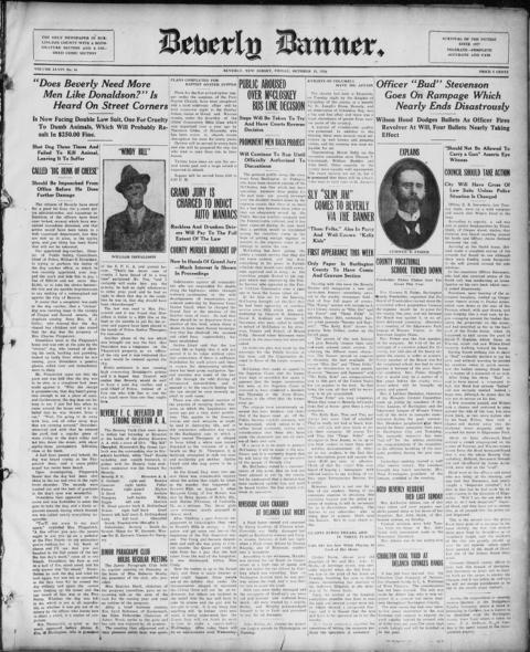 The front page of Beverly banner, Beverly, N.J., October 15, 1926