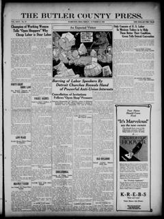The front page of The Butler County press, Hamilton, Ohio, October 15, 1926
