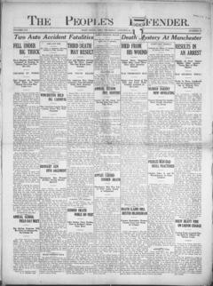 The front page of The People's defender, West Union, Adams County, Ohio, October 21, 1926