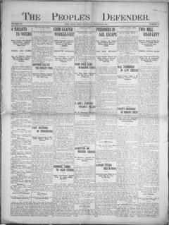 The front page of The People's defender, West Union, Adams County, Ohio, October 28, 1926
