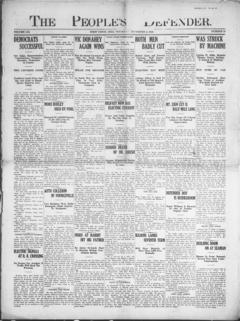 The front page of The People's defender, West Union, Adams County, Ohio, November 4, 1926