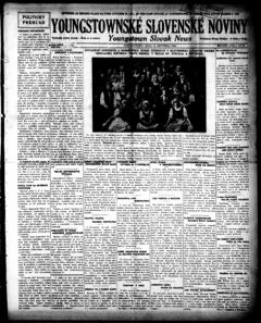 The front page of Youngstownské Slovenské noviny = Youngstown Slovak news, Youngstown, Ohio, October 15, 1926