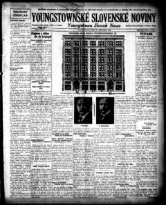 The front page of Youngstownské Slovenské noviny = Youngstown Slovak news, Youngstown, Ohio, October 29, 1926