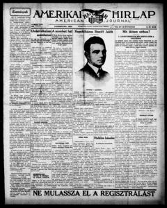 The front page of Amerikai Magyar hirlap = American Magyar journal, Youngstown, Ohio, October 14, 1926